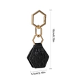 Black hexagonal woven leather hat clip with golden metal rings and spring gate buckle - Hexagonal Style / Black