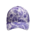 Close-up of purple and white tie-dye fabric texture on a six-panel baseball cap - Style 15-Purple White Cloud Tie-Dye Baseball Cap