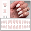 Detailed set of 24 matte nude pink almond press-on nails with product code SDM-15 - Matte Nude Pink (SDM-15)