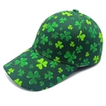 Detail der grünen St. Patrick's Day Baseballkappe mit Allover-Kleeblatt-Muster - M (56-58cm) / Dunkelgrüner Allover-Kleeblatt-Druck (1#)