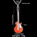 Collana con chitarra arancione in acciaio inossidabile con dimensioni del prodotto - Arancione (Chitarra N. 74)