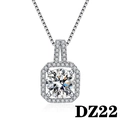 Detailed view of square halo pendant featuring a 2-carat round brilliant-cut gemstone - Style DZ22 [2 Carat, No Chain]