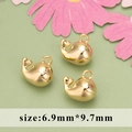 Three tiny golden whale charms for DIY jewelry making, size 6.9mm by 9.7mm - Gold Whale