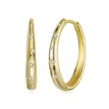 Minimalist gold 925 silver star hoop earrings with sparkling cubic zirconia inlay - 925 Silver / Gold