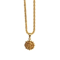 Collana con pendente a sole in acciaio inossidabile placcato oro 18k e catena a fune - 40+5cm Stile 3: Viso di Sole Catena Intrecciata