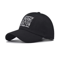 Classic black cotton baseball cap featuring white Boston embroidery and a curved brim - Black