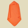Bright orange 6-layer muslin cotton hooded baby towel with soft breathable gauze texture - Orange (J30)