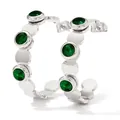 Silver C-shaped stud earrings featuring five vibrant round green zircon gemstones - Silver + Green Zircon (PDE561)