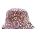 Chapeau bob élégant à paillettes irisées roses et violettes avec reflets arc-en-ciel pour homme - M (56-58cm) / Paillettes Arc-en-ciel Rose Violet (07)