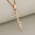 Collar minimalista con colgante de cruz faith en oro rosa hecho de acero inoxidable pulido - Oro rosa
