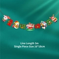 Christmas bunting banner with cartoon Santa, Snowman and Merry Christmas lettering - Green Background Decorative Christmas Banner (HL-031)