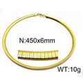 Flat 6mm golden snake chain necklace in 18K plated stainless steel, 450mm length - Herringbone Style (KN35033-Z) / 450mm x 6mm / Gold