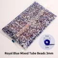 3mm royal blue mixed glass seed beads with tube beads set for DIY jewelry making - Royal Blue Mixed 3mm with Bugle Beads