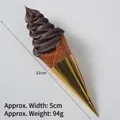Realistic chocolate ice cream cone model, dimensions 22x5cm, weight 94g, display prop - Dark Coffee