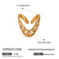 Minimalistischer, 18 Karat vergoldeter Edelstahlring mit offenem kubanischem Kettenglied - Kettenglied Gewebter Stil (JDRW2411006) / Gold