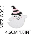 Detail of Halloween ghost embroidery patch with pink hat showing precise stitch texture - No.31 (Large)