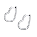 Eleganti orecchini a cerchio a cuore minimalisti in argento S925 con finitura lucida - Argento - Forma a Cuore