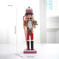 Soldado cascanueces de madera con sombrero de cupcake y bastón de caramelo - Cascanueces Sombrero Rosa
