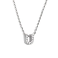 Collana con ciondolo lettera U argentata con strass scintillanti su catena sottile - Colore Acciaio-Lettera U