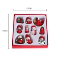 9-piece set of wooden Christmas ornaments with Santa, snowman and bells in a red gift box - 10Pcs Christmas Ornaments Set