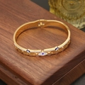 Bracelet serpent en acier doré avec œil maléfique bleu et incrustation de turquoise - Style Diamant Bleu Blanc Mauvais Œil (4#)