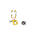 Spilla stetoscopio in smalto giallo con cuore rosa accessorio medico - Base Argento Giallo