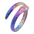 Unieke regenboog slangenring met schubtextuur en verstelbare open ringband ontwerp - Kleurrijk