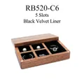 Portable walnut wood jewelry box with 5 slots and black velvet lining for rings - 5 Slots Black Velvet (RB520-C6)