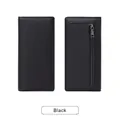 Portefeuille long noir en cuir PU avec protection RFID et poche zippée pour femme - Noir