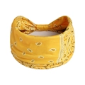 Bandeau de yoga bohème jaune gingembre avec motif paisley et coton extensible torsadé - Jaune Gingembre Paisley (#194)