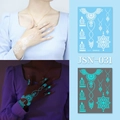 Luminous mandala flower temporary tattoo JSN-031 in white and glowing blue neon ink - JSN-031 (Luminous Lace Bracelet)