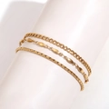 Three-piece 18K gold plated stainless steel layered anklet set with flat curb and bead chains - Style 5 Anklet / Gold