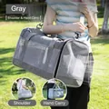 Portable gray pet carrier bag in Oxford fabric with breathable mesh and shoulder strap - Gray