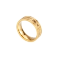 Gold plated stainless steel ring with geometric diamond pattern and knurled edges - US 6 / Gold Color Men Style - Geometric Engraved (KR86356-K)