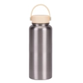 1L stainless steel sports bottle in silver with cream handle for outdoor use - Silver-Cream Lid