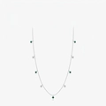 Elegante Halskette aus S925 Sterlingsilber mit grünen Kristallen und Zirkonia-Steinen - 925er Silber / Silber