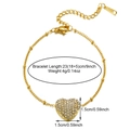 Detail of 18k gold plated heart bracelet with clear zircon stones and size tags - Gold (White Rhinestone)