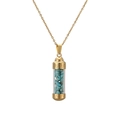 Detalle del colgante frasco de perfume dorado con piedras turquesas azules - 304 Oro Turquesa