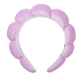 Pluffy light purple sponge headband made of soft velvet fabric for face washing - Velvet Headband - Purple
