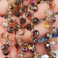 Macro view of faceted iridescent crystal beads for DIY jewelry and accessory making - 6mm/Approx 89pcs / Purple Rose Red