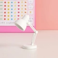 Miniature white folding LED desk lamp with adjustable plastic arm and magnetic base - LD02-White