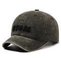 Vintage washed dark grey cotton baseball cap with NY&JA 3D embroidery and short brim - Adjustable / Army Green