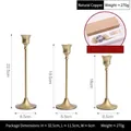 Set van 3 geborstelde gouden ijzeren kandelaars in hoogtes van 22,5, 19,5 en 16 cm hoog - Originele koperen kandelaarset (Grensoverschrijdend)