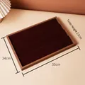 Walnut wood grain display tray with burgundy velvet lining and four-tier storage layers - Earring Tray