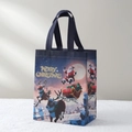 Sacchetto regalo di Natale blu in TNT con stampa Babbo Natale e renne sulla slitta - Blu scuro (BX2204 Slitta di Babbo Natale)