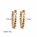 Detail showing 3.35cm 18K gold plated drop earrings with sparkling cubic zirconia pavé - Pavé Zirconia Hoop Style (TE6022)