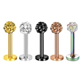 Five-piece set of stainless steel labret studs with zircon balls in five colors - Mixed Color Shamballa Ball Style