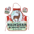 3-piece Christmas kitchen set with reindeer apron, oven mitt, and pot holder - Reindeer Snowflake