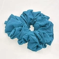 Detailed view of teal oversized chiffon scrunchie showing pleated fabric texture - Blue Green (3-3)