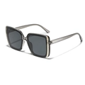 Square grey translucent frame sunglasses with dark lenses and minimalist metal hardware - Black